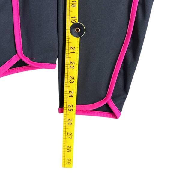 LIVI Dark Gray High-Waisted Pink Piping Curved Hem Athletic Leggings 14/16 - Picture 7 of 7